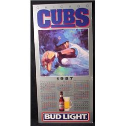 HUGE 1987 Cubs Baseball Schedule Bud Light Promo Art