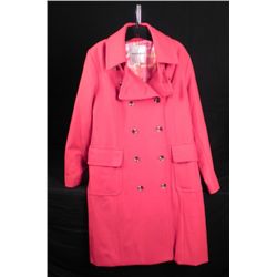 Isaac Mizrahi Ladies Red Wool Designer Coat Size XL