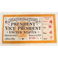 RARE 1933 FDR FRANKLIN D ROOSEVELT INAUGURATION TICKET