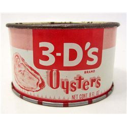 VINTAGE 3-D'S OYSTERS ADVERTISING TIN