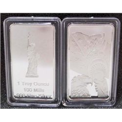 STATUE OF LIBERTY 1 TROY OZ. SILVER CLAD INGOT BAR