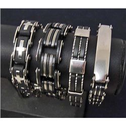 LOT OF 4 MENS STAINLESS STEEL BRACELETS