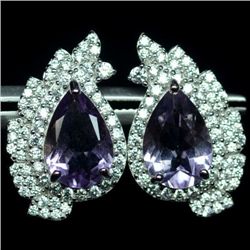 PAIR OF STERLING SILVER AMETHYST EARRINGS