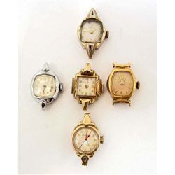 LOT OF 5 VINTAGE LADIES WRISTWATCHES - NO BANDS