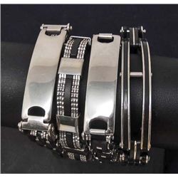 LOT OF 4 MENS STAINLESS STEEL BRACELETS