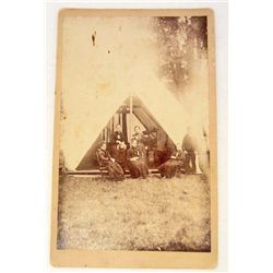 1886 BOUDOIR SIZE PHOTO OF LADIES CAMPING IN A TENT