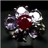 Image 1 : STERLING SILVER RUBY AND AMETHYST RING - SIZE 6