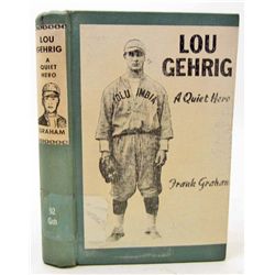 1942 VINTAGE "LOU GEHRIG A QUIET HERO" HARDCOVER BOOK