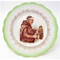 ANTIQUE HAND PAINTED PORCELAIN MONK POURS DRINK PLATE
