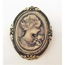 CAMEO ESTATE COSTUME JEWELRY BROOCH