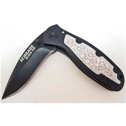 SCHBLING Schrade Black Ice Jewel Inlay Folder Knife