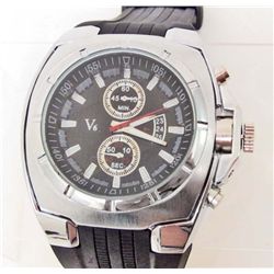 SILVER & BLACK FACE QUARTZ SPORTS WATCH