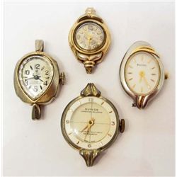 LOT OF 4 VINTAGE LADIES WRISTWATCHES - NO BANDS