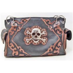 NEW WESTERN BLING STYLE SKULL CROSSBONES PURSE HANDBAG