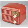 Image 1 : Arvin Metal Mini Tabletop AM Radio Red w/Gold Foil.