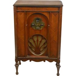 Grebe Mid-Sized Wood Floor Model 3-Dial Radio Console.