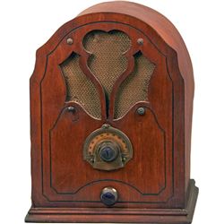 Miniature Wood Tombstone 4 Tube Chassis Radio.