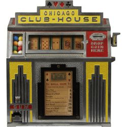 1 Cent Daval MFG. Chicago Club House 5-Reel Poker Card.