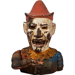 Early Cast Iron Mechanical Clown Humpty Dumpty Bank.