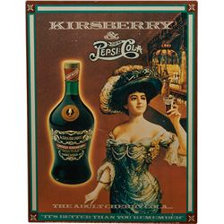 Kirsberry & Pepsi : Cola Embossed Beveled Tin Sign.