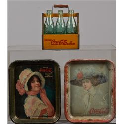Lot Of 3 Vintage Drink Coca Cola Tin Serving Trays.