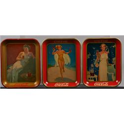 Lot Of 3 Vintage Drink Coca Cola Tin Serving Trays.