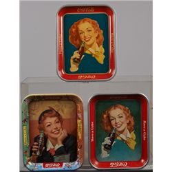 Lot Of 3 Vintage Drink Coca Cola Tin Serving Trays.