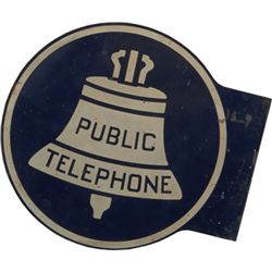 Public Telephone Double-Sided Porcelain Flange Sign.