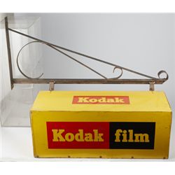 Kodak Film Tin Sign w/Wrought Iron Hanging Bracket.