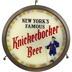 Knickerbocker Beer Round Hanging Spinner Sign.