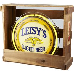 Leisy’s Light Beer Round Neon Sign In Shipping Crate.