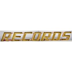 “Records” Large Outdoor Sign w/Metal Letters On Wood.
