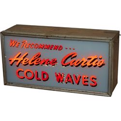 “Helene Curtis Cold Waves” Glass Light-Up Hanging Sign.