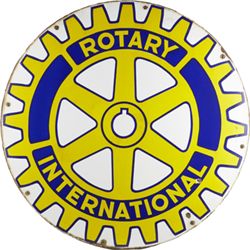 Rotary Club Single-Sided Porcelain Sign In Frame.