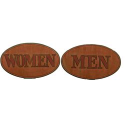 Oval Hand-Painted Wood Restroom Signs, From The Paris H
