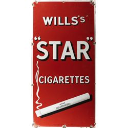 Wills’s Star Cigarettes Porcelain Advertisement Sign.