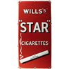 Image 1 : Wills’s Star Cigarettes Porcelain Advertisement Sign.