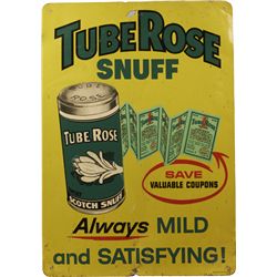 Tube Rose Snuff Tin Advertisement Sign.