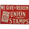 Image 1 : Union Stamps Double-Sided Embossed Tin Sign.