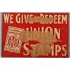 Image 2 : Union Stamps Double-Sided Embossed Tin Sign.