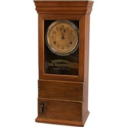 Early Oak Case International Time Recording Co. Time Cl
