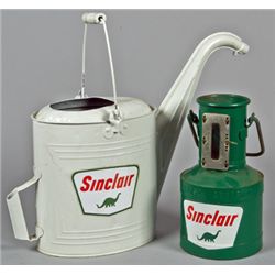 Lot Of 2 Sinclair Oil & Gasoline Metal Cans w/ Handles.