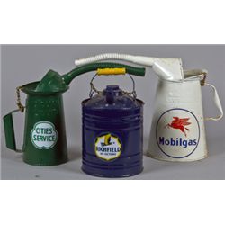 Lot Of 3 Assorted Metal Oil Cans.