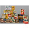 Image 1 : Lot Of 21 Metal Oil Cans w/ Reproduction Labels.