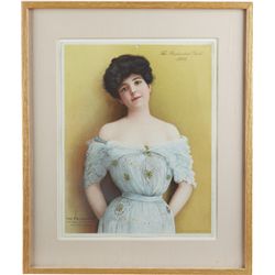 The Prudential Girl 1904 Litho. Print In Frame.