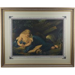 Pretty Lady Reading w/ Skull & Trees Litho.