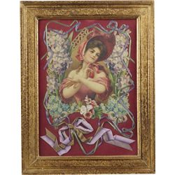 Pretty Girl Wearing Bonnet w/ Floral Background.