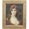 Image 1 : Pretty Brunette Lady w/ Long Hair Litho. Print In Frame