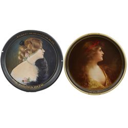 Lot Of 2 Round Tin Advertising Serving Trays.