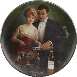 Budweiser Beer “Say When” Round Tin Charger.